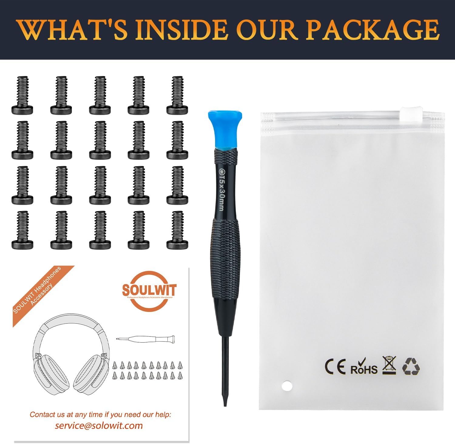 SOULWIT Replacement Headband Screws for Beats Studio 3, Studio 2, Studio 1.0, Studio Pro Headphone Headband Screws 20pcs, Easy DIY Installation - 20pcs Black - Image 4