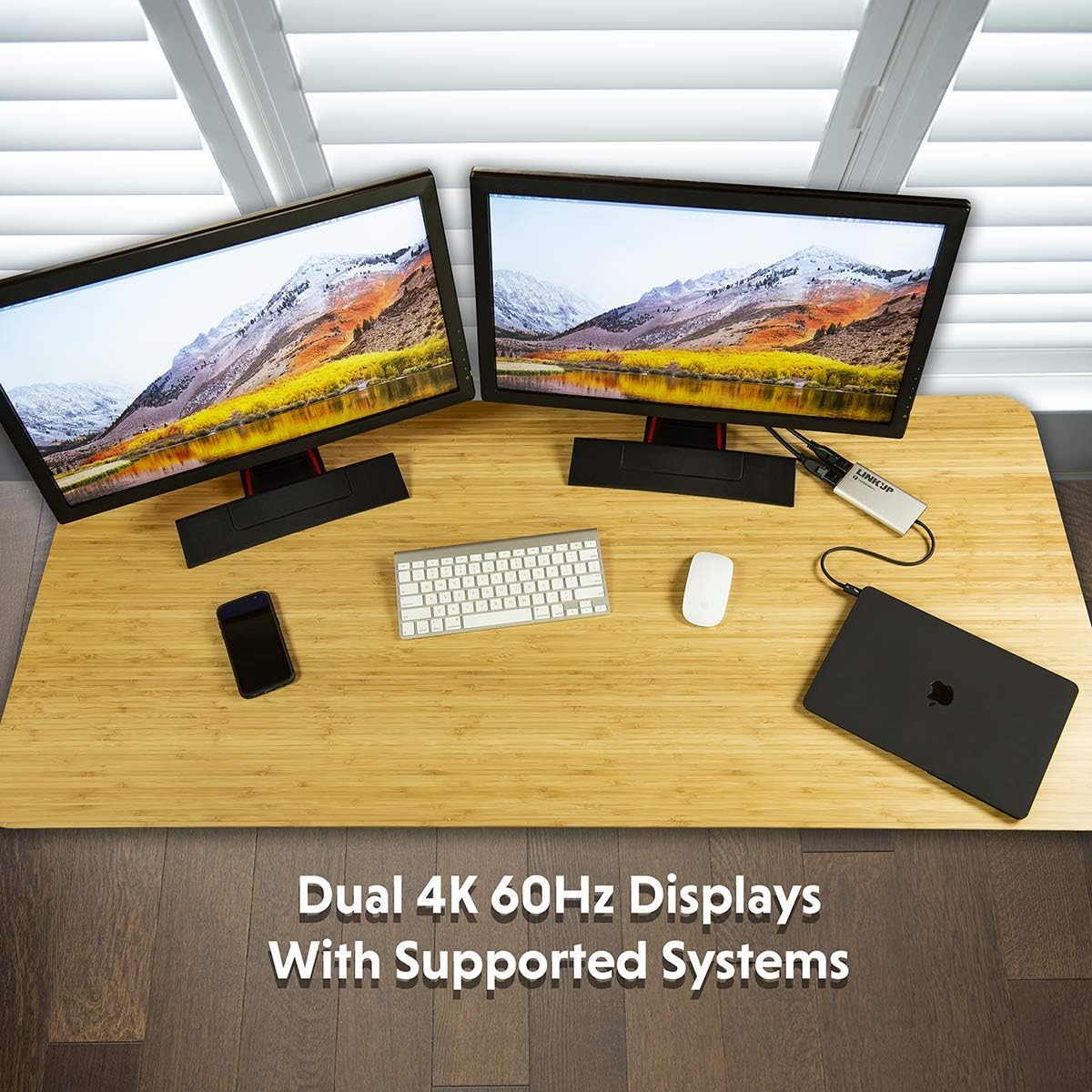 [Certified] LINKUP - 2019 Thunderbolt 3 to Dual HDMI 2.0 Ultra 4K 60Hz Adapter for Mac Windows | TB3 Aluminum Case | Not Compatible with USB-C Ports Without Thunderbolt 3 Logo