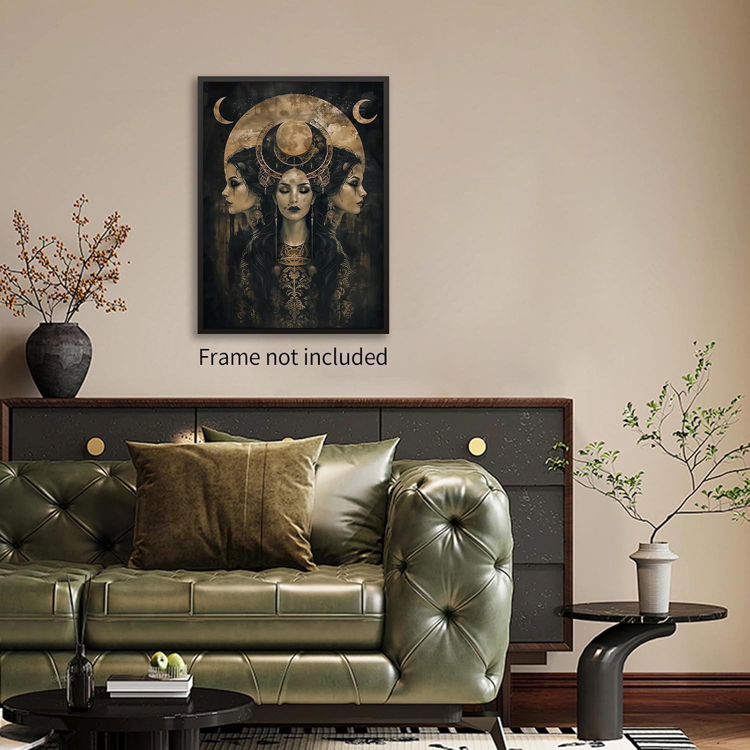 MWZUPQ Goth Dark Horror Witch Poster Vintage Hecate Moon Goddess Wall Art Victorian Mystical Art Canvas Print for Spooky Room Home Wall Decor 12X16 inch Unframed