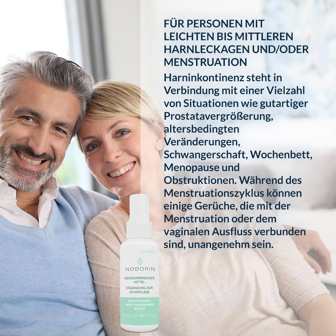 Nodorin – Intimdeodorant Spray – Antiseptisches & desodorierendes Intimspray – Zur Anwendung auf Slipeinlagen & Unterwäsche – Hilft gegen Geruch bei Harninkontinenz – 30 ml - Devicare
