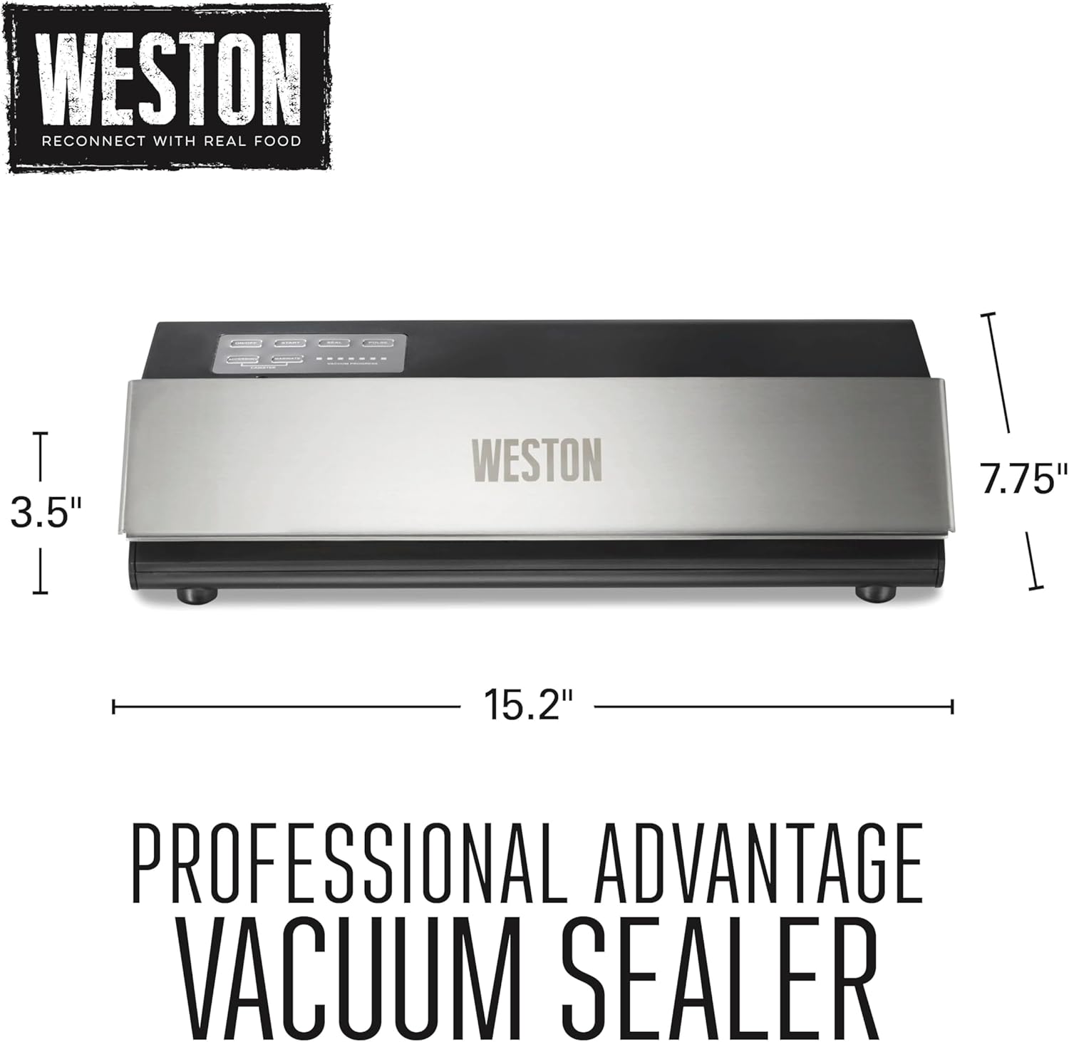 Diagram showing the dimensions of the Weston Professional Advantagه فراغ السداده.