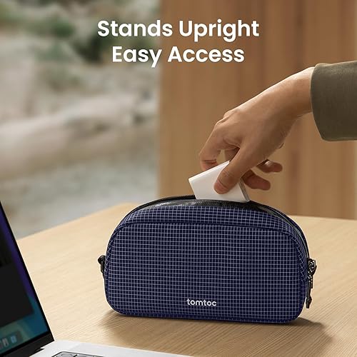 Vista 31 de tomtoc Estuche organizador de accesorios de viaje para electrónicos y cables, para teléfono, Airpods, unidad USB y artículos diarios y esenciales