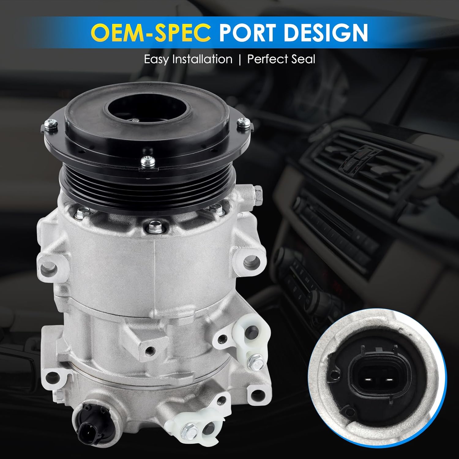 Car A/C Compressor Fit for Toyota Camry 2.4L L4 2009, Camry 2.5L L4 2010-2011 Automotive Replacement AC Compressor 158380, 8831006390, 8831033290 A/C Compressor for Car CO 11270C