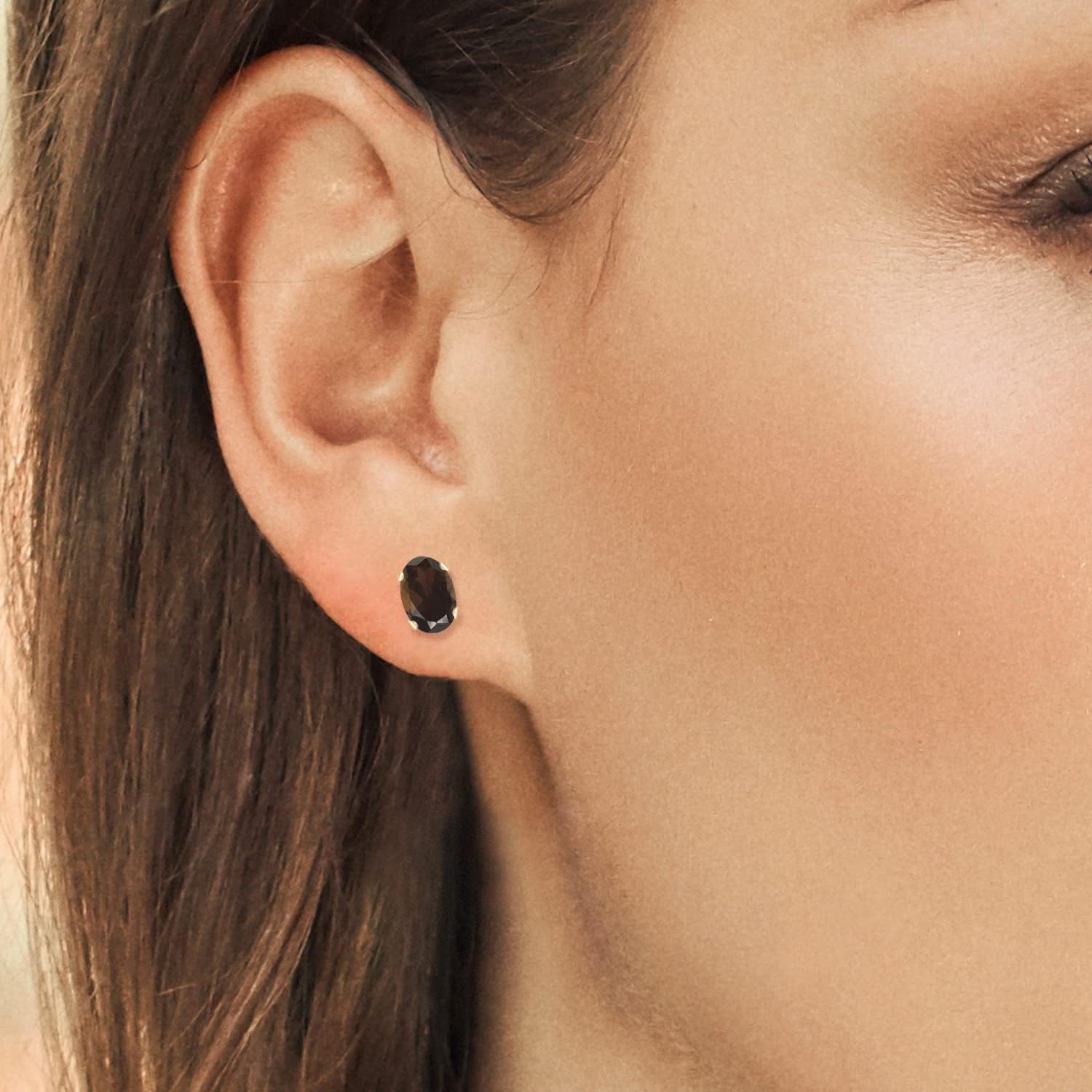 Gem Stone King Gemstone Birthstone Stud Earrings for Women Men | 18K Yellow Gold Plated | Oval 7X5MM | Fine Jewelry Gifts for Her Him Mom Dad Wife