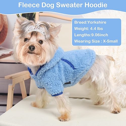 Miniatura 5 de Suéter ligero con capucha para perro con bolsillo, sudadera suave y cálida para cachorros, ropa de invierno para perros pequeños, forro polar