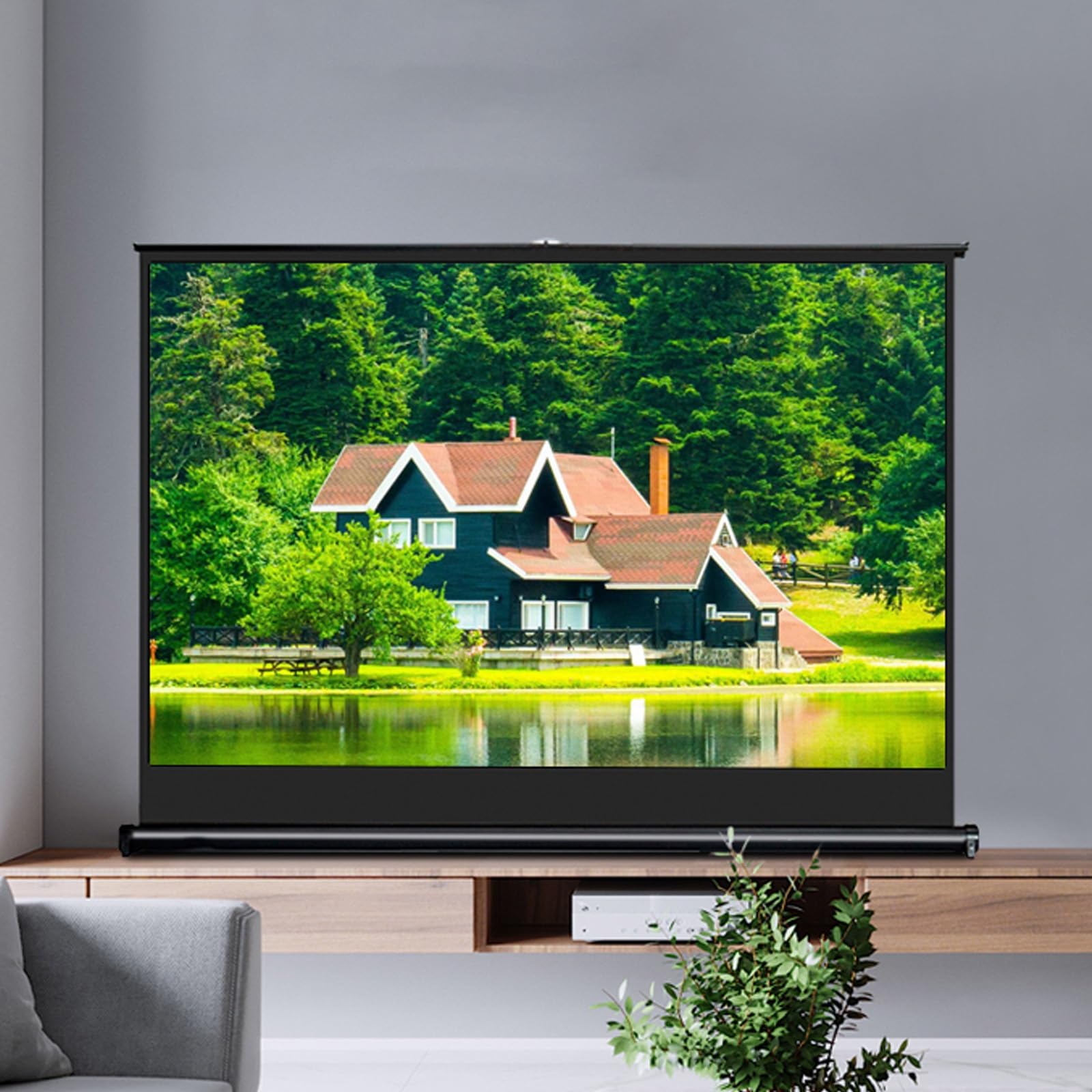 Schermo per Proiettore Portatile 30 40 50 Pollici Schermo di Proiezione da Tavolo Mobile Telo Proiettore Manuale per Home Theater Campeggio，Schermo di Proiezione Retrattile(16:9,30")