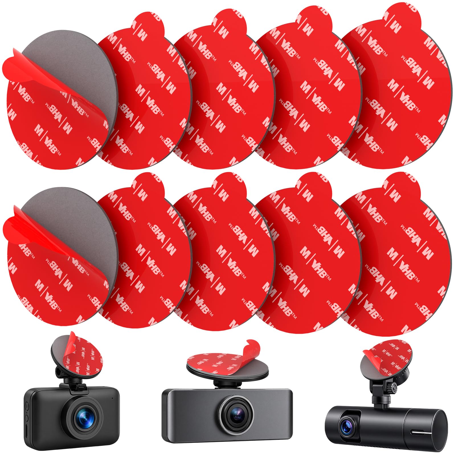 KLIKRO Dash Cam Sticky Pad, 10 Pcs Extra Strong Adhesive Pads, Dashcam Sticky Pads, Waterproof & Heat Resistant Double Sided Sticky Pads for Action Camera Car Dashcam Car Phone Holder GPS 70mm — image 1