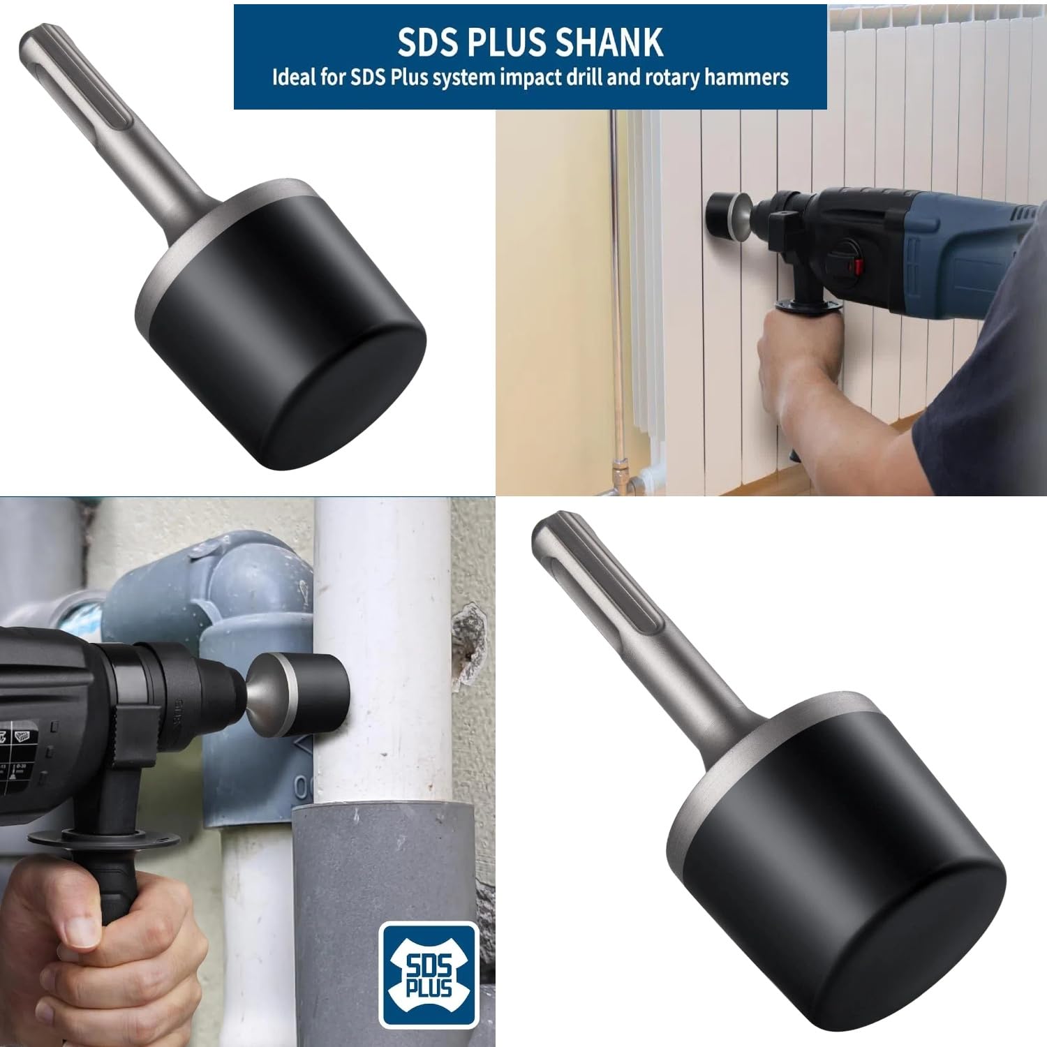2Pcs Angetriebener Gummihammer mit SDS PLUS-Griff Gummi-Werkzeug Hammer für präzise Heizkörperreparaturen,robuste Rohrmontage,Fliesenverlegung und vielseitige Tischlerarb, 40 * 95mm