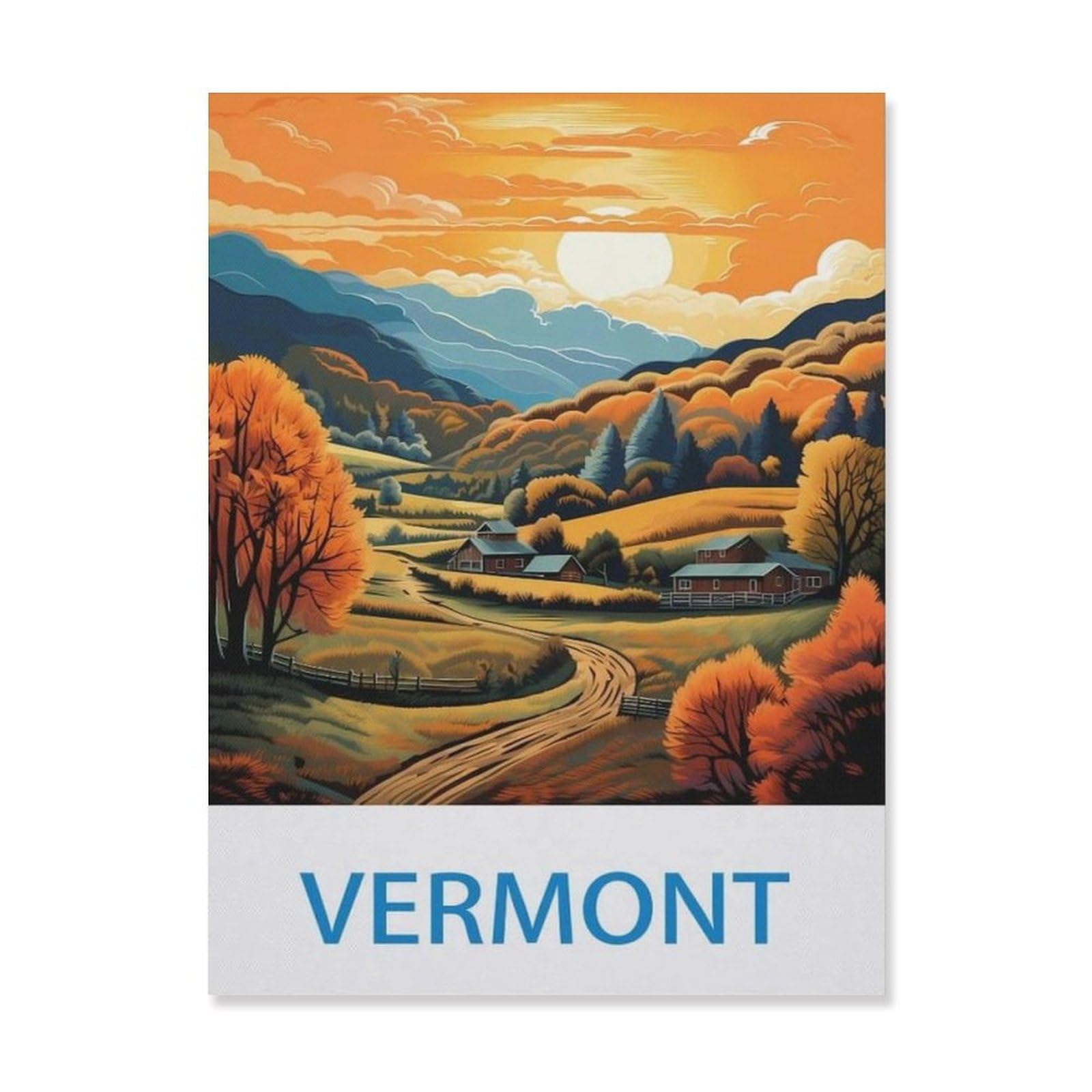 Metal Tin Sign，Vermont，Tin Sign Vintage Bar Kitchen Garage Cave Home Wall Funny Decor Retro Tin Sign(15x30cm）6x12 inch-EF96