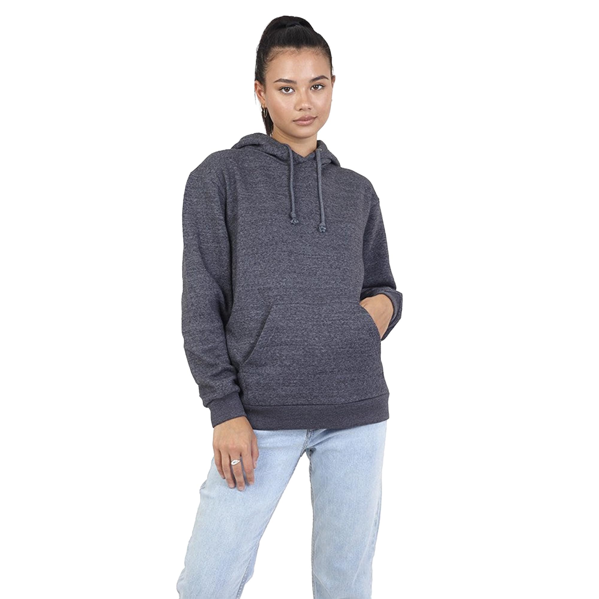 Brave Soul Women's Grey Pullover Hooded Sweatshirt With Kangaroo Pocket in Size 10, Sports Direct