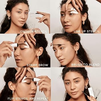 MADLUVV Brow Stamp Kit, 9 Stencils & Pomade for Sparse Brows (Light Grey)
