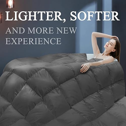 Miniatura 3 de Cosybay Lujoso edredón de plumón de ganso tamaño Queen, relleno de edredón de plumas para todas las estaciones, funda de tela 100% algodón con 8