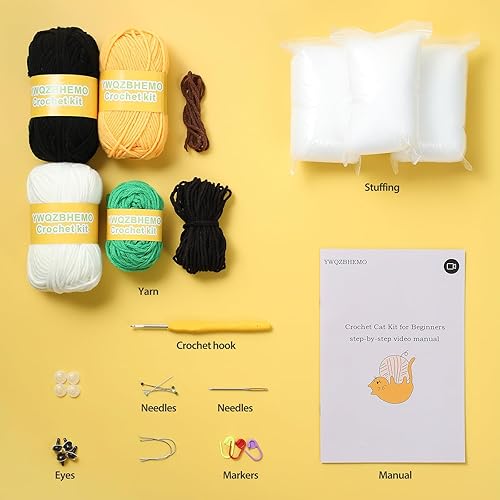 Miniatura 45 de YWQZBHEMO Kit de gato de ganchillo de 4 piezas, juego de gatos principiantes de ganchillo para mujeres y niños con tutoriales en video paso a paso
