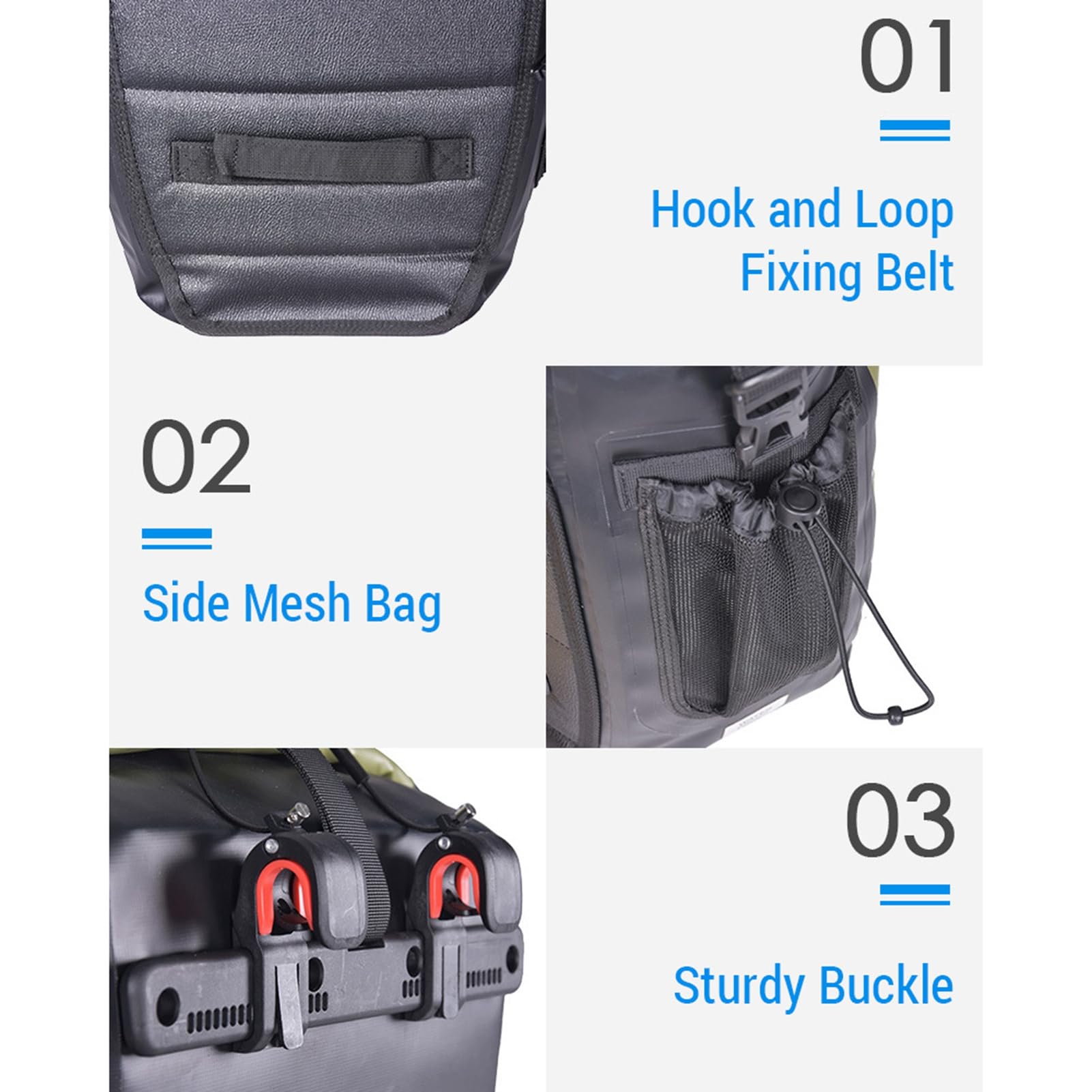 Borsa Portapacchi Posteriore per Bici Impermeabile da 25 Litri per Andare in Bicicletta, Borsa da Sella Bici in Materiale PVC Verde Militare/grigio/Ciclisti (#2)