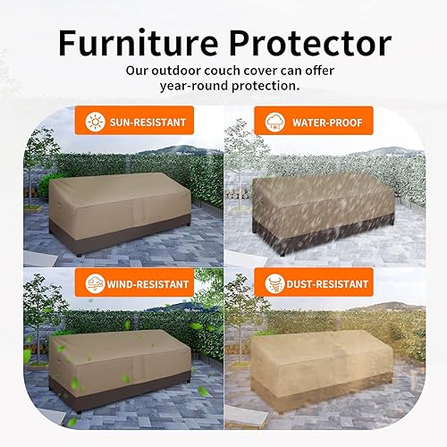 Miniatura 57 de Easy-Going Funda impermeable para sofá de exterior, funda resistente para sofá de patio de 3 plazas, resistente al viento, funda para muebles