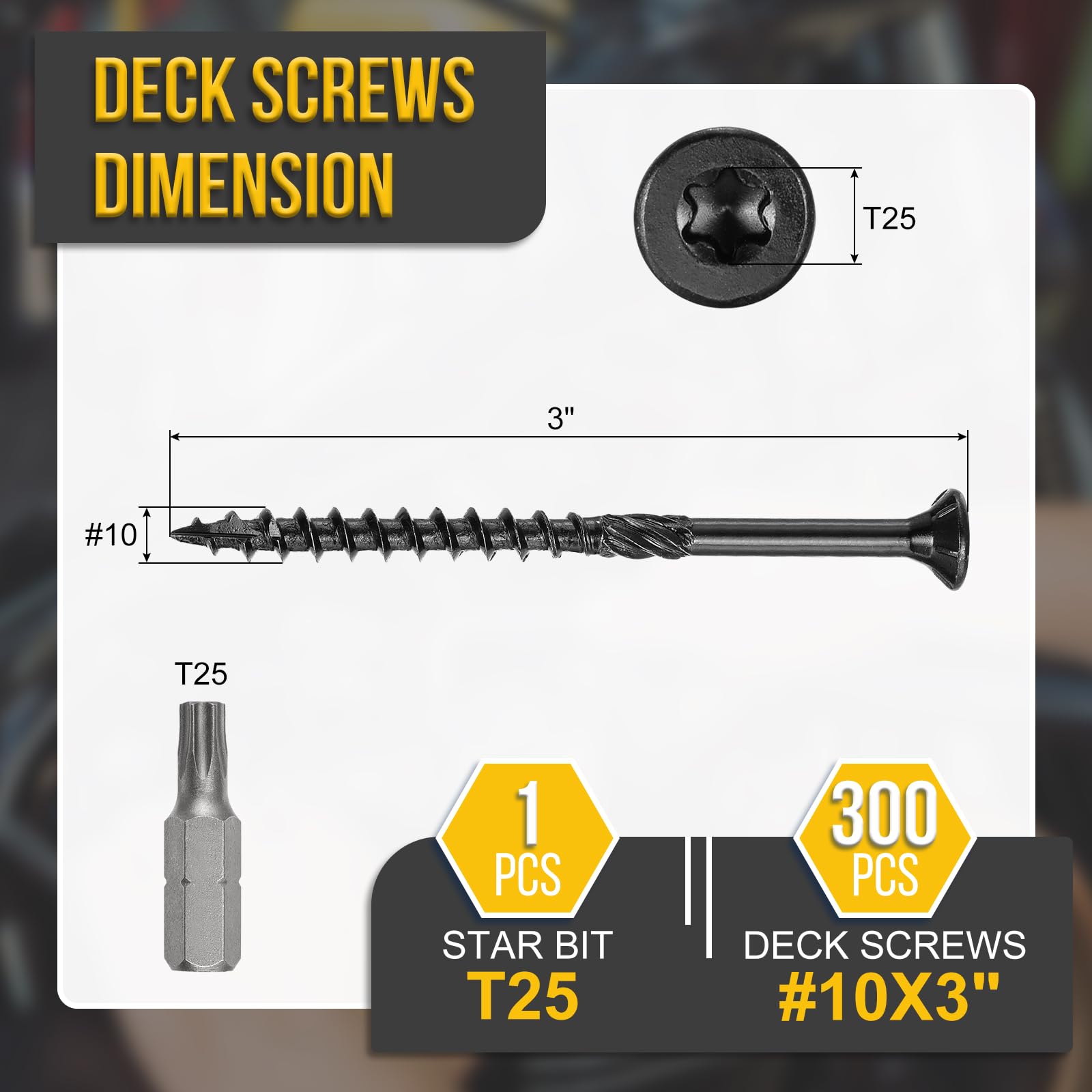 DTGN #10x3" Deck Screws, 30Pack, Good for Decks Fences, Frames, Farms, Outdoor Furniture - Image 2