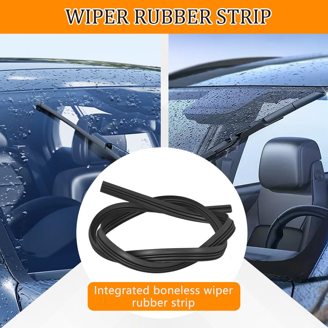 4 Pezzi Gomma Tergicristalli Auto, Gomma ricambio universale per tergicristalli, strisce gomma di ricambio per auto, per evitare danni al vetro, compatibile con tutti i tergicristalli(nero)