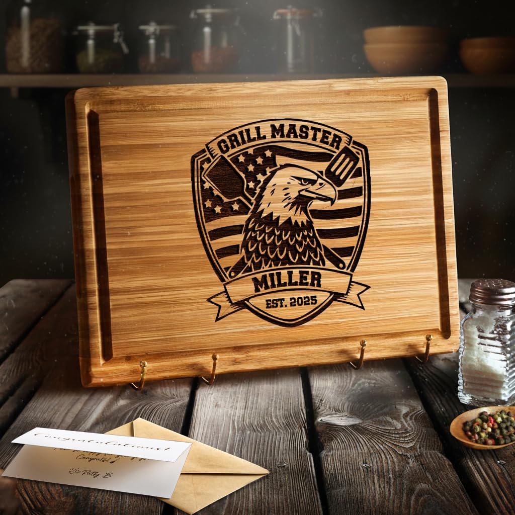 Grilling Gifts for Men, Personalized Cutting Board, Custom Wood Engraved Grill Master Cooking Gift, Unique Christmas & Birthday Presents for Husband, Dad, In-Laws & Men Who Have Everything - Image 2