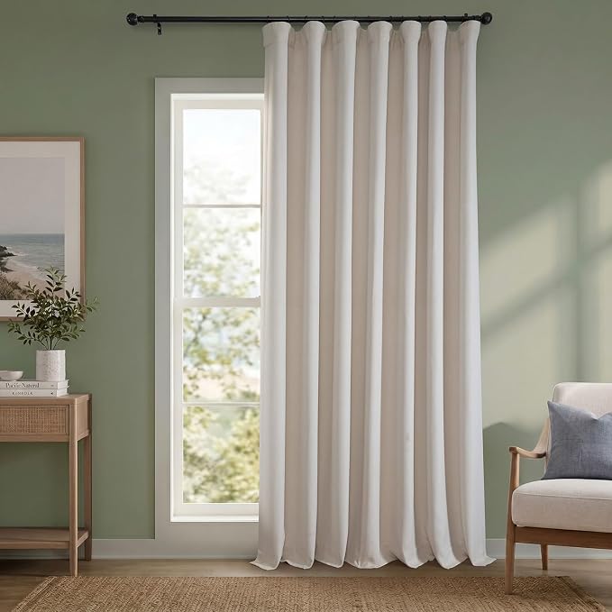 HPD Half Price Drapes BOCH-LN185-P BOCH-LN1856-84-DW-Cortina Opaca extraancha de Lino, 1 Panel, 100 x 84 cm, Color Abedul, Mezcla poliéster, W 84"" x L 100"" (1 Panels)
