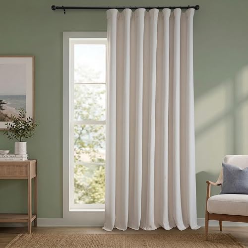 HPD Half Price Drapes - Faux Linen Curtains for Living Room (1 Panel) - 100W X 120L - Extra Wide Textured Room Darkening Curtains for Bedroom 120 Inches Long - Drapes for Home Decor, Birch Taupe