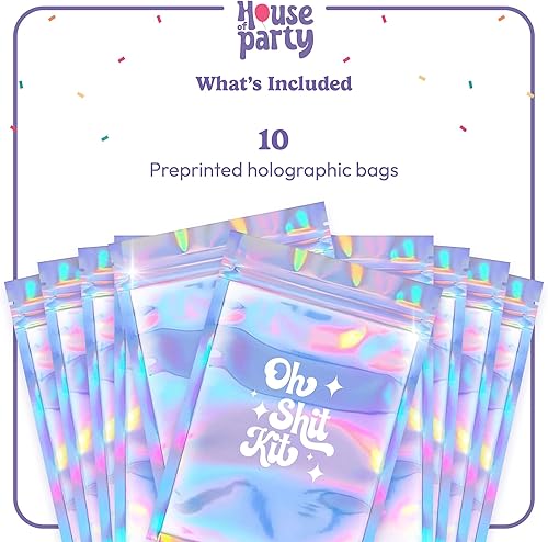Miniatura 2 de HOUSE OF PARTY Bolsas para kit de resaca  10 unidades  (4 x 6 pulgadas) Oh Shit bolsas de almacenamiento con cierre de cremallera impresas  Bolsas