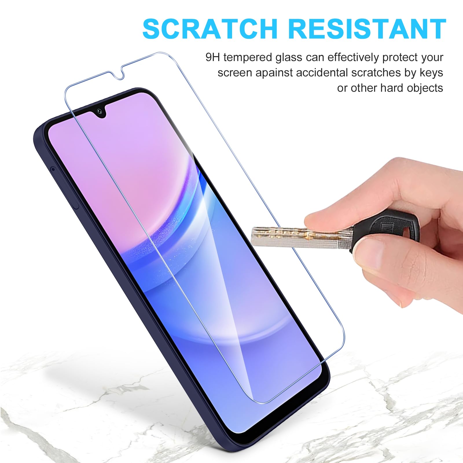 Phoona Vetro Temperato per Samsung Galaxy A15 4G/5G, 2 Pezzi Pellicola Protettiva per Samsung A15, Durezza 9H, Anti Graffio, Anti-Impronte, Senza Bolle(6,5 pollici)