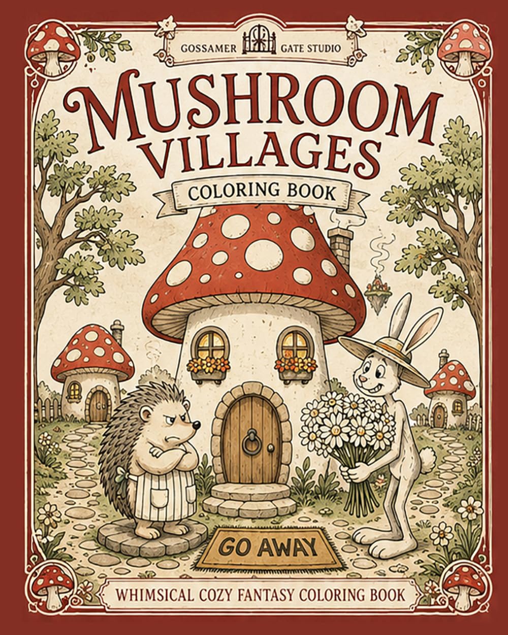 Mushroom Villages Coloring Book: A Whimsical Cozy Fantasy Coloring Adventure Featuring Charming Mushroom Homes, Woodland Animals, and Storybook Village Life