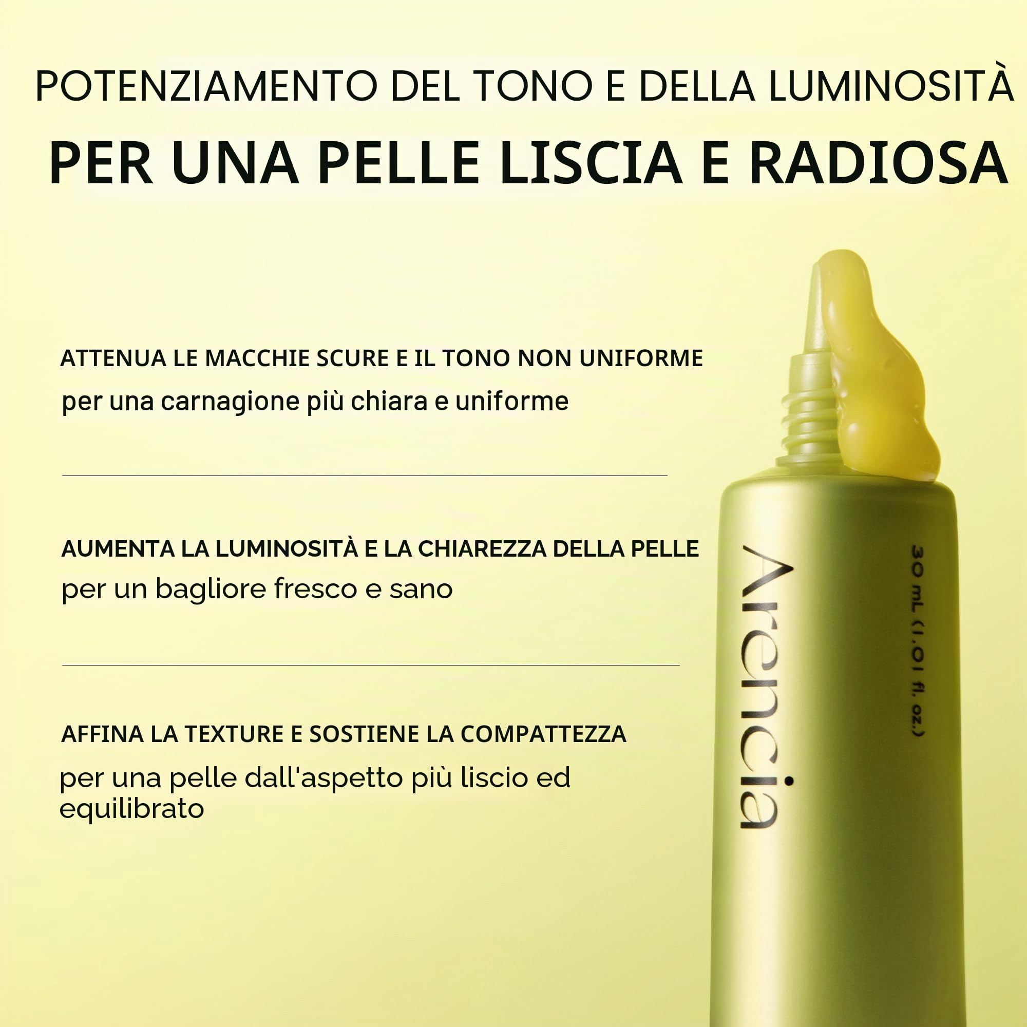 Arencia Vitamina C Booster Shot Siero con glutatione, niacinamide e vitamina E per pelle radiosa, 29,9 ml