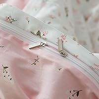 Vista 6 de mixinni Juego de funda de edredón de algodón floral para niñas y adolescentes, con lazos de cremallera, fácil cuidado, ultra suave y transpirable
