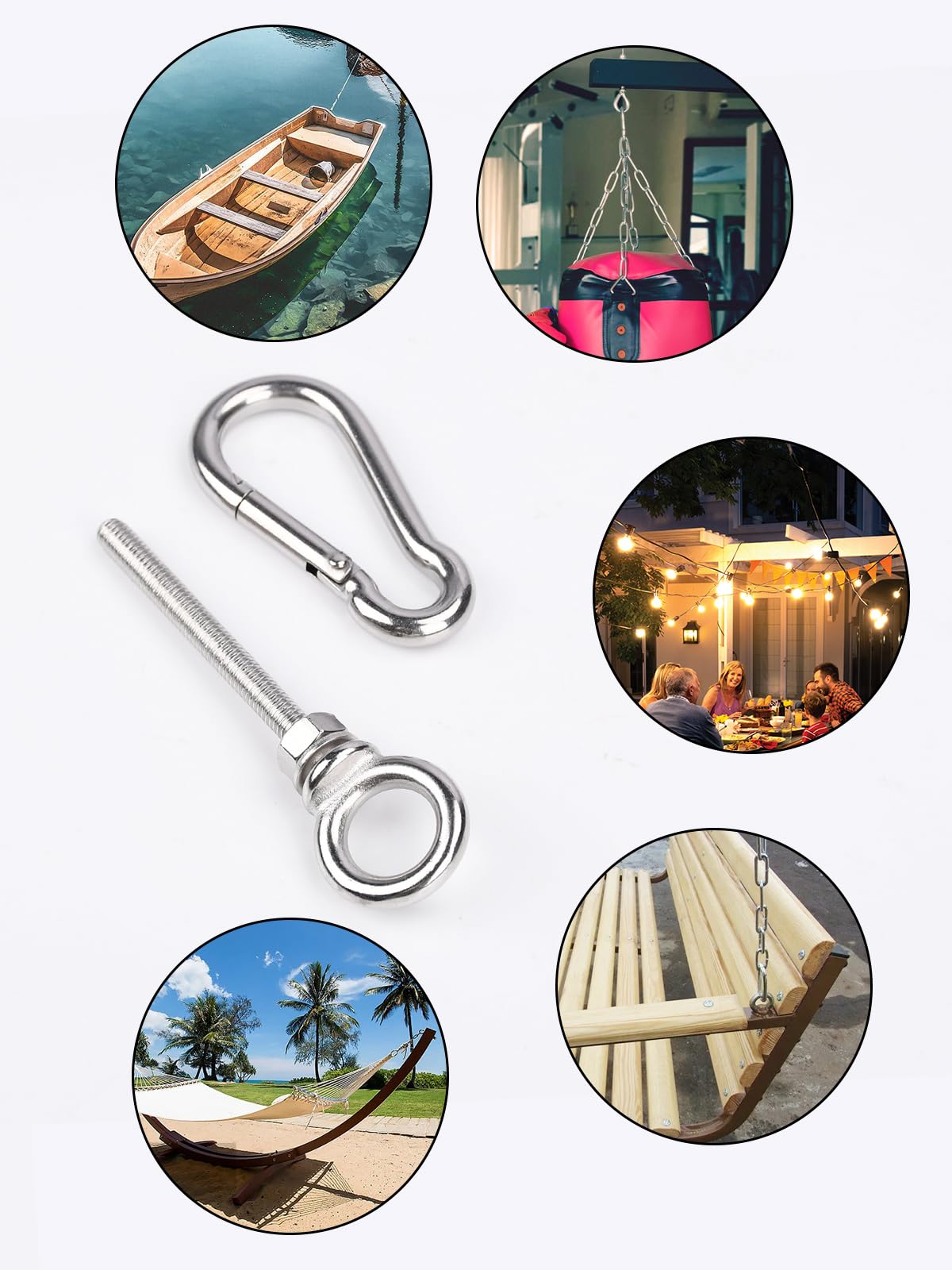 Amazon | hannger M6アイボルト 5個パック ナット&ワッシャー&カラビナ