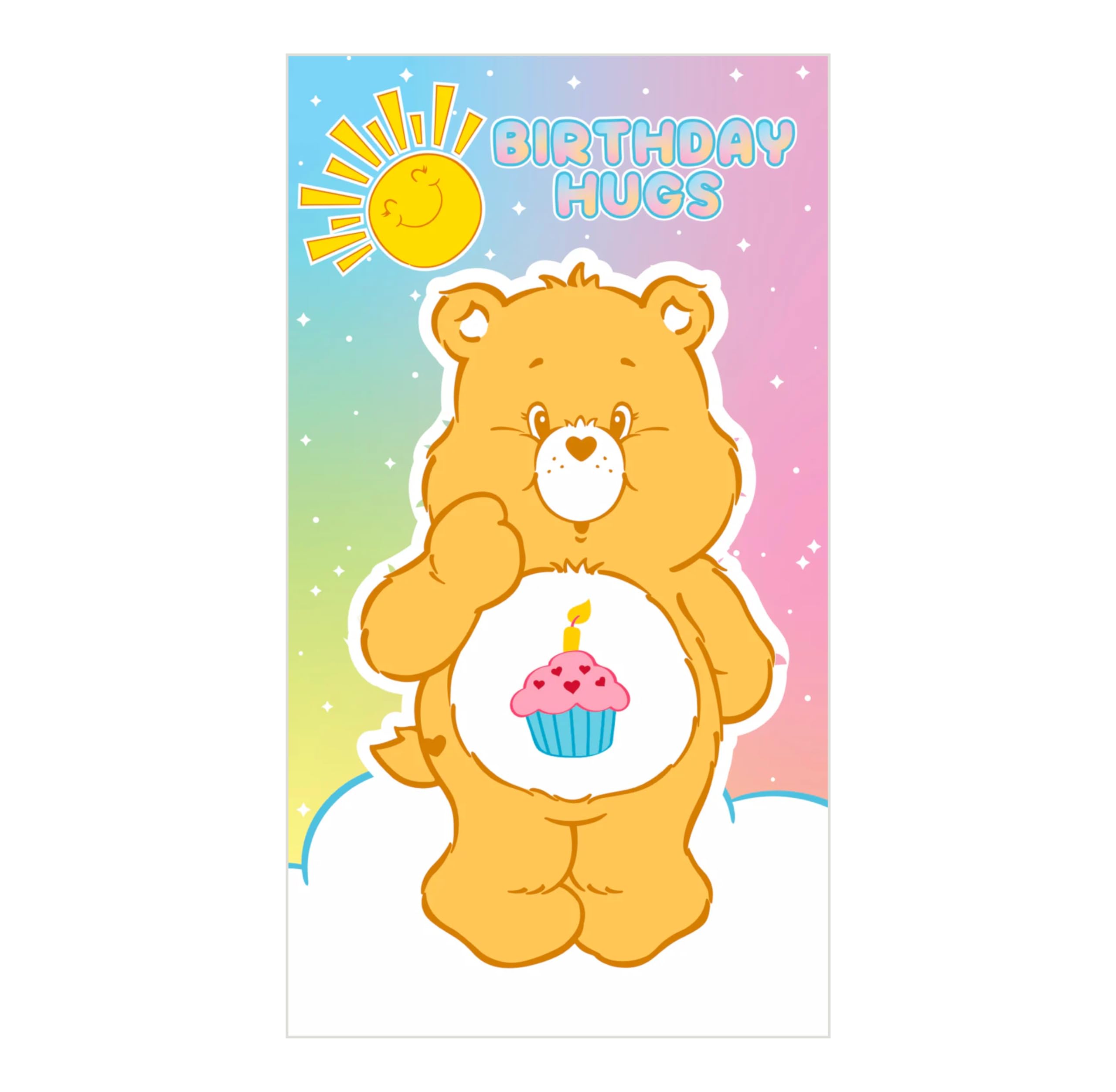 Cute Birthday Card Care Bear Adorable Greeting with Envelope FSC approved