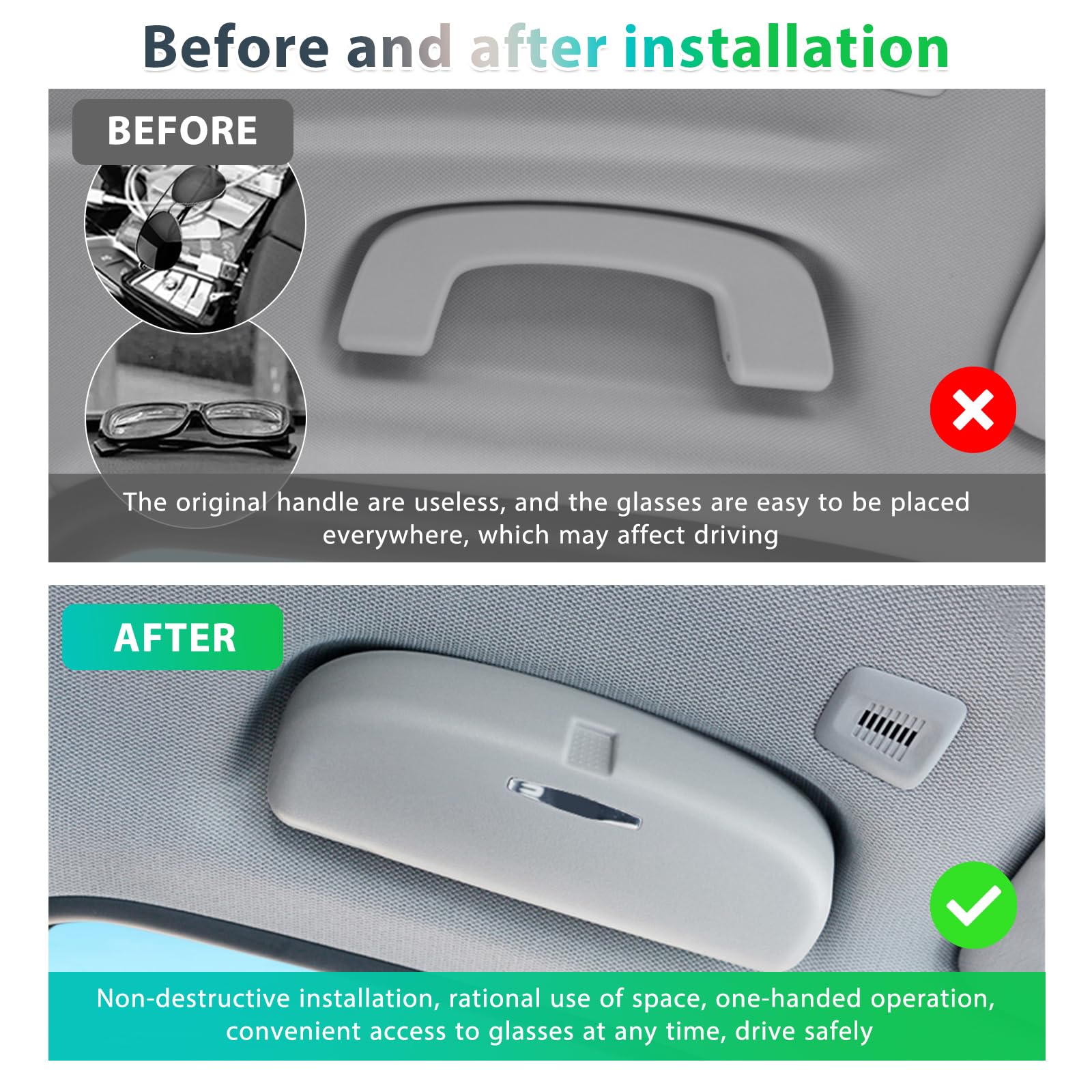 GAFAT Custodia Occhiali Compatibile con BMW X1 X3 X5 X7 Serie 1 2 Serie 3 5 6 7 2010-2025 2026, Contenitore interno per X1 U11 X3 G45 Serie 1 F70 Serie 3 G20, Custodia Occhiali da Sole (Grigio)
