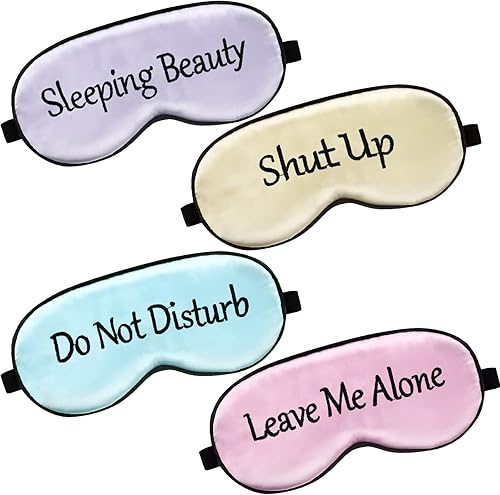 4 piezas de máscara de dormir divertida de seda, suave y opaca, con correa ajustable, máscara para dormir para mujeres, hombres, viajes, siestas,