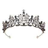 Evil Queen Costume Women Crown, Black Swan Tiara - Vofler Vampire Witch Halloween Gothic Headpiece Hair Accessories for Bride Princess Girl Birthday Cosplay Party Wedding Quinceanera Pageant Homecoming