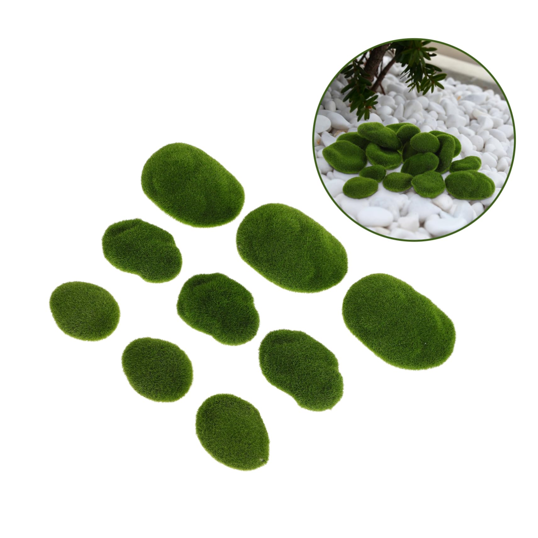 Angoily Pietre Muschio Artificiali Realistiche 50 Pezzi, Verde | Silk Flower, Forma Stone, per Garden e Balconies, Aspetto Naturale e Uso Versatile
