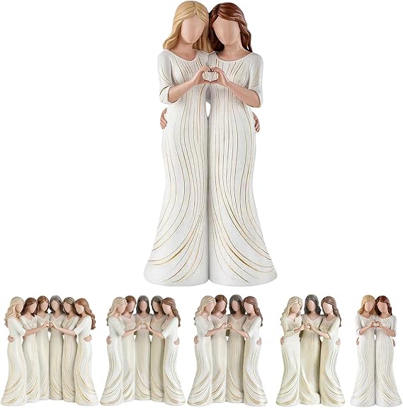 Friendship Resin Statue for Women,Mom Daughter Decorative Figurine,Sisters Figurines Birthday Gifts,Mother's Day Home Decor for Living Room Office Apartment,Anniversary Desktop Ornament (5)