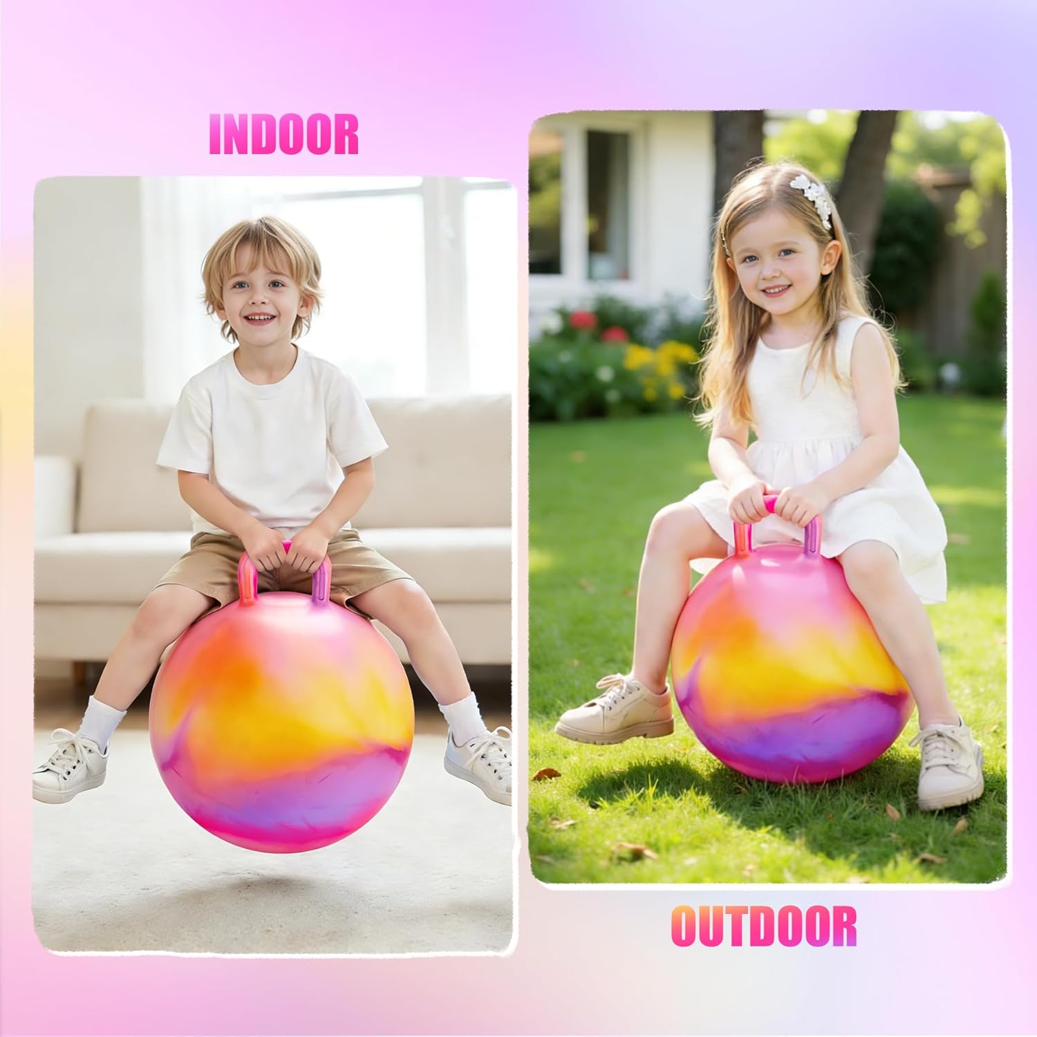 Upper Rider 2 Pack Hopper Balls for Kids 6-9, 20" Hippity Hop Ball for Kids, Outdoor Activity Toy for Age 6 7 8 9