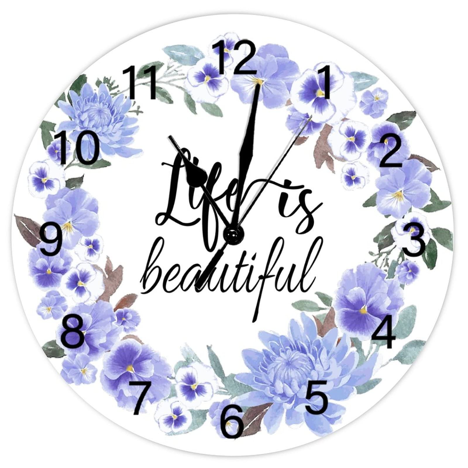 Horloge murale ronde rustique Life Is Beautiful 38 cm pour cuisine
