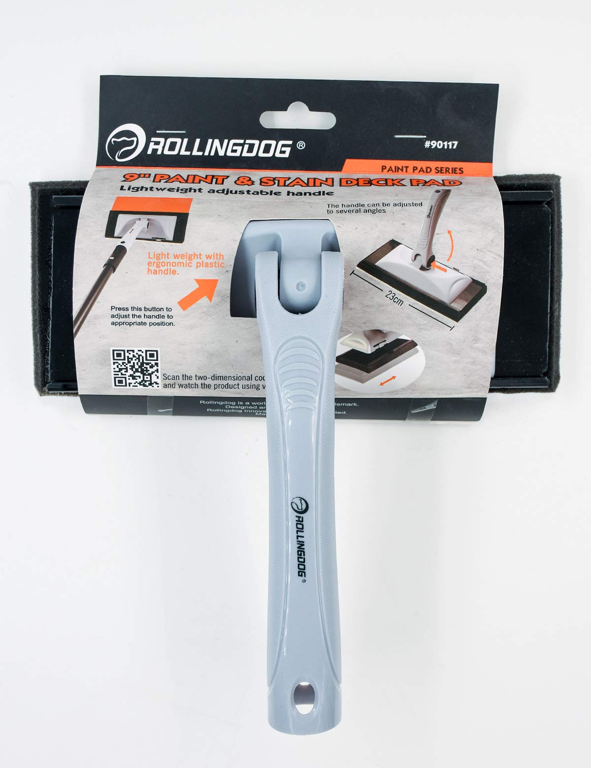 ROLLINGDOG Almohadillas de pintura para paredes, almohadilla de pintura de 230 mm con mango ajustable, compatible con poste de extensión