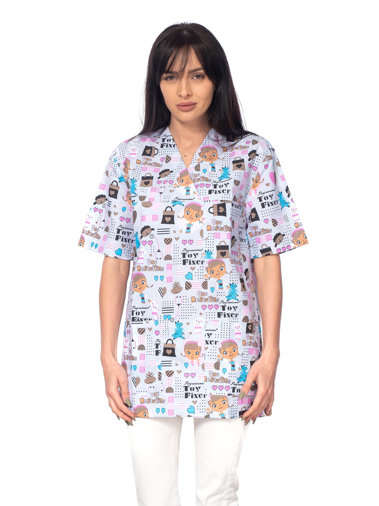 DINOZAVR Bruna Sanitario Camisa Médica con Cuello en V para Mujeres — view 10
