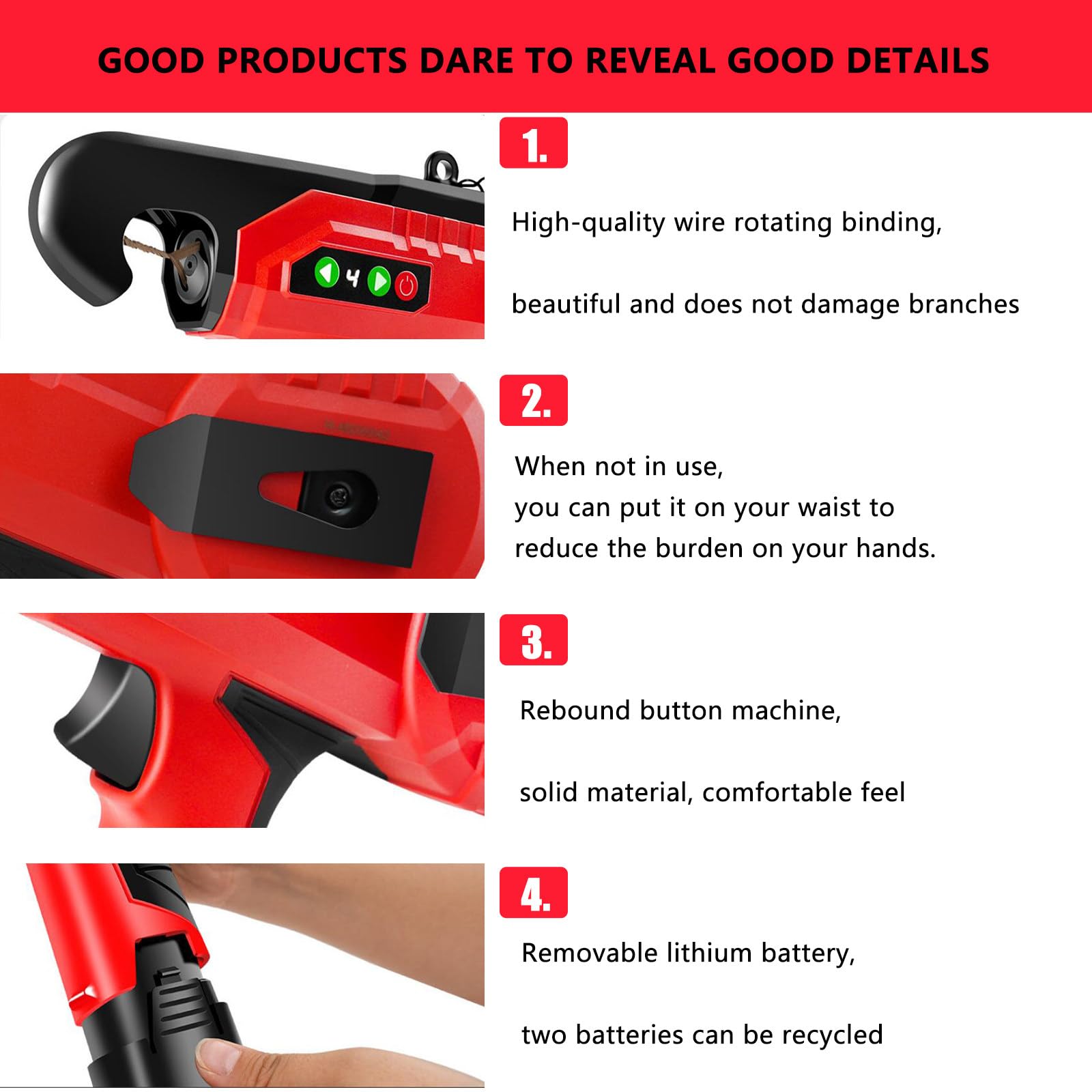 Legatrice elettrica per piante Legatrice per piante per legare pomodori, peperoni e cetrioli in modo rapido e semplice, ideale per giardinieri agricoltori, compresi pezzi di ricambio,2batteries
