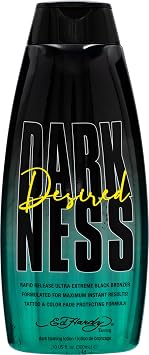 Ed Hardy Tanning Desired Darkness Dark Tanning Lotion Rapid Release Ultra Extreme Black Bronzer Formulated for Maximum Instant Results, Tattoo and Color Fade Protecting Formula 10 oz.