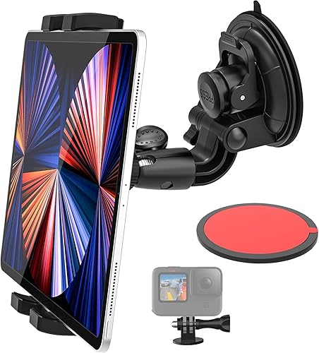 Soporte para tablet para parabrisas de automóvil, soporte resistente para tableta, tablero de ventana de 3.740 in, potente soporte de succión para