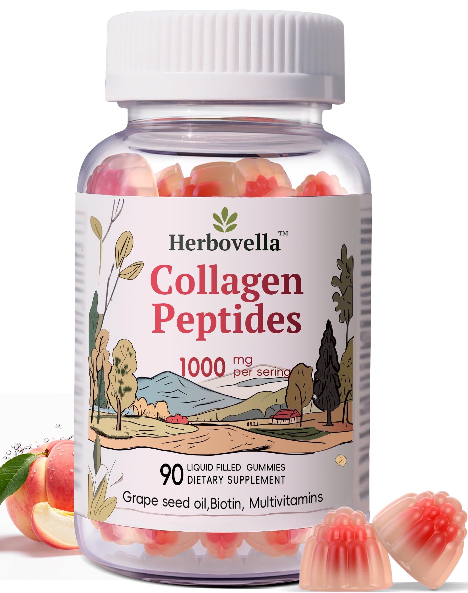 Marine Collagen Peptides Gummies for Women- Hydrolyzed Collagen Peptides 1000mg with Biotin Vitamins Hyaluronic Acid- for Skin Hair