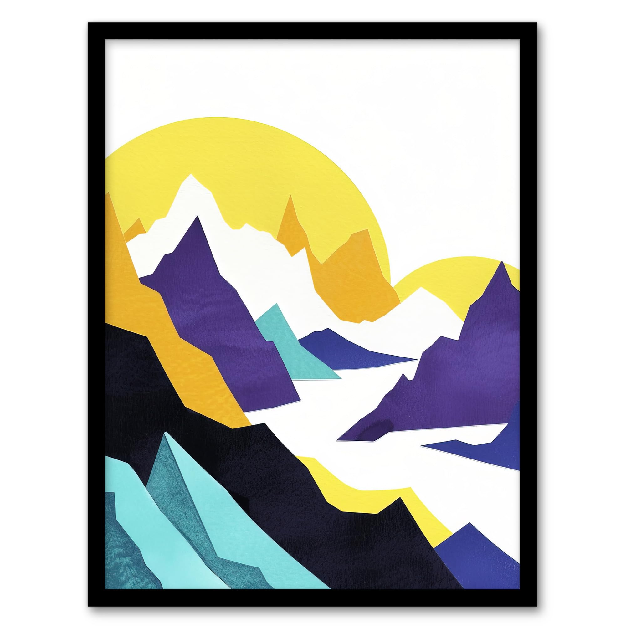 Artery8 Alps Mountain Range Vibrant Abstract Geometric Wall Art PrintA4 Size from B&Q