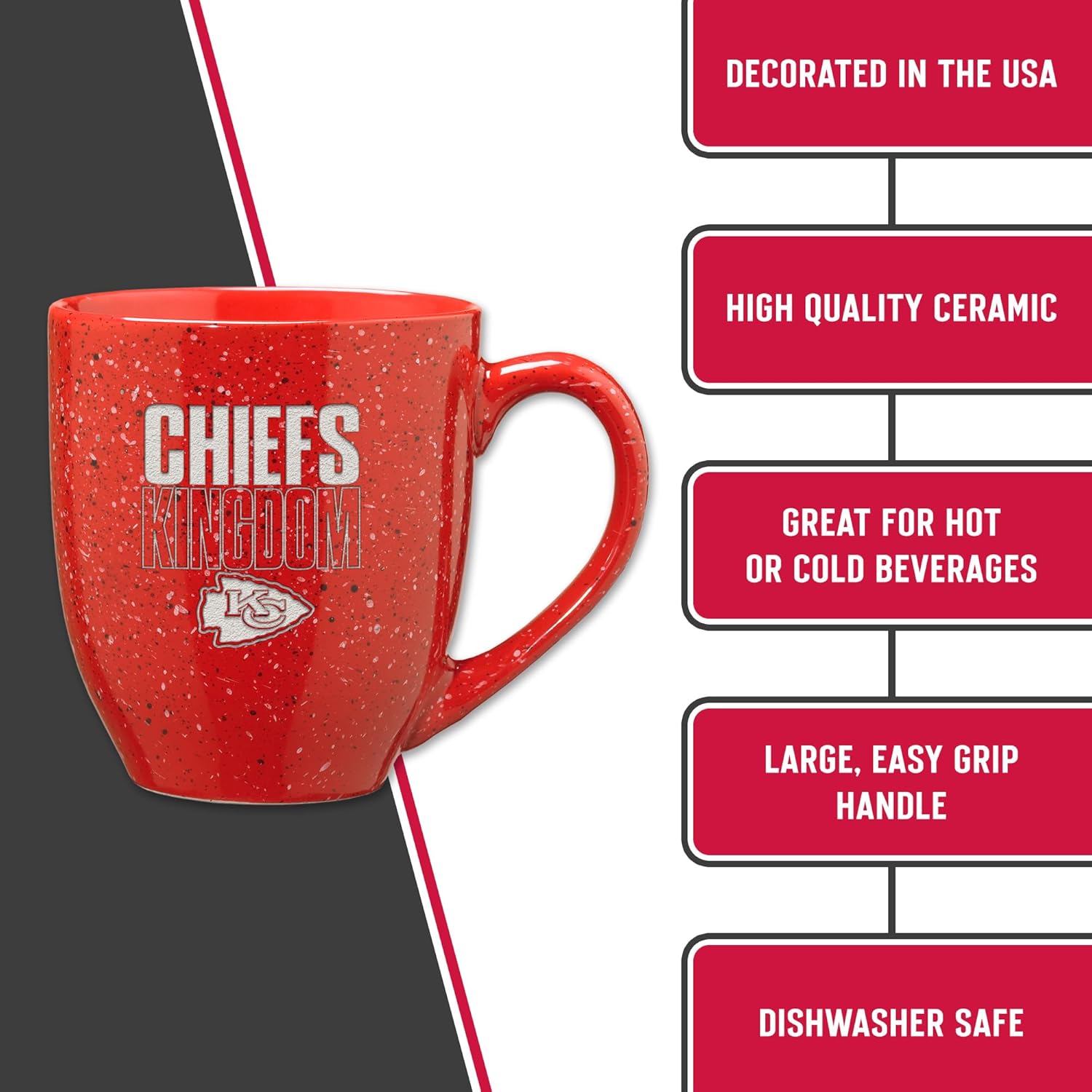 Rico Industries NFL Football Team Slogans and Chants 16 oz Team Color Laser Engraved Speckled Ceramic Coffee Mug - Image 5