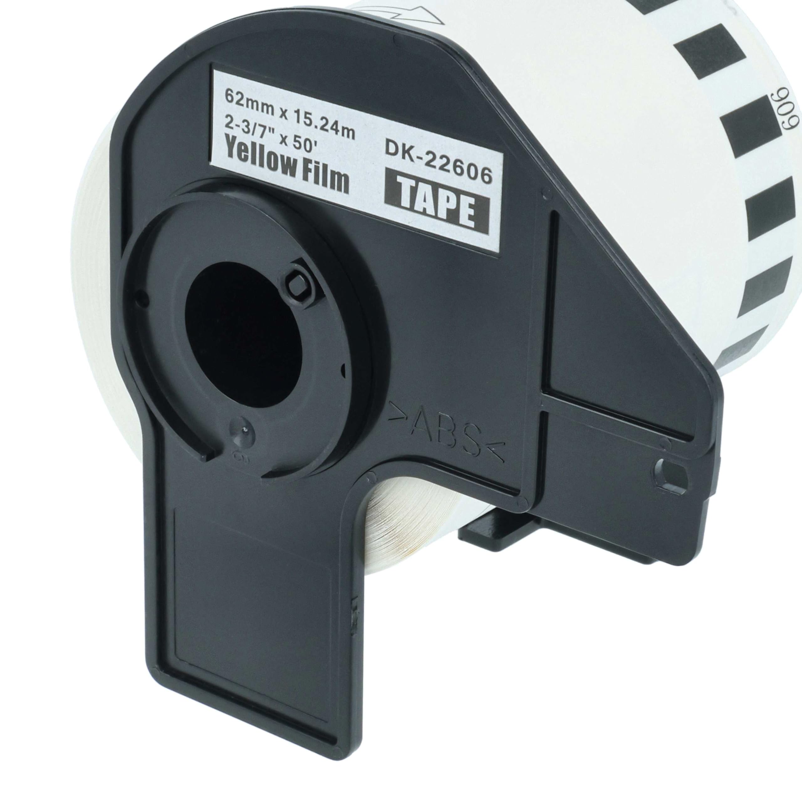 vhbw 10x Etiketten-Rolle mit Halter 62mm x 15,24m (1 Etikette) Ersatz für Brother DK-22606 für Etiketten-Drucker - Premium