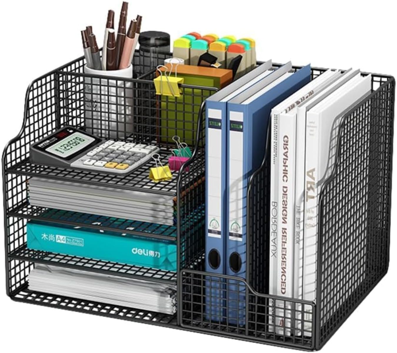 Amazon.co.jp: ChoyClit 卓上収納ラック 引き出し付き ファイル