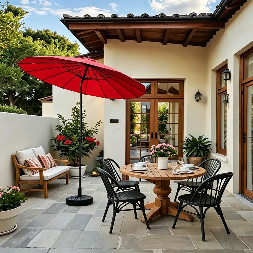 Parasol Ogrodowy 250 cm, Okrągły Parasol Przeciwsłoneczny z Nachylenia i Aluminiowym Trzonkiem z Korbką do Basenu, Ogrodu i Tarasu