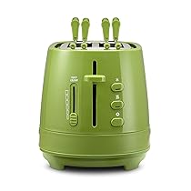 De’Longhi CTLAP2203.GR Tostapane con Pinze, Controllo Progressivo del Grado di Tostatura, Indicatori Luminosi, Cassetto Raccoglibriciole, Piedini Antiscivolo, Potenza 550 Watt, Plastica, Verde